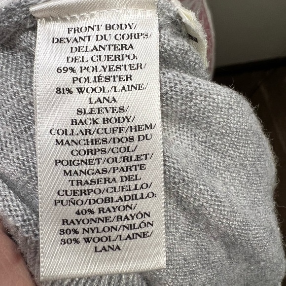 Ann Taylor Grey Cream Textured Wool Sweater size S - Picture 7 of 8